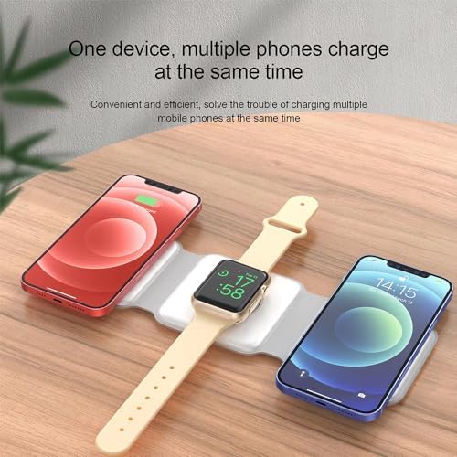 Ultimate 3-in-1 Wireless Charging Station for Apple Devices – Portable Foldable Magnetic Charger for i Phone 16, 15, 14, 13, 12 Pro Max, Air Pods & Apple Watch – Fast 18 W Charging for Enhanced Compatibility and Efficiency
