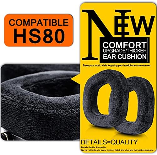 Upgrade Your Listening with HS80 Earpads – Premium Black Velour Memory Foam Ear Cushions for HS80 RGB Wireless Headset – Unmatched Comfort and Noise Isolation for Extended Use – Easy Installation and Durable Design