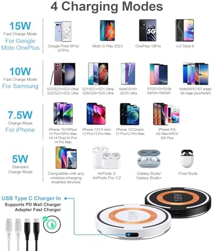 Effortless Charging: Samsung S23 Ultra Dual Wireless Charger Pad – 15 W Fast Charging for Galaxy S23/S22/S21/S24, Z Fold 5, i Phone 15 Pro Max & Google Pixel Series – Magnetic Alignment for Optimal Performance, Sleek Design for Home & Office Use