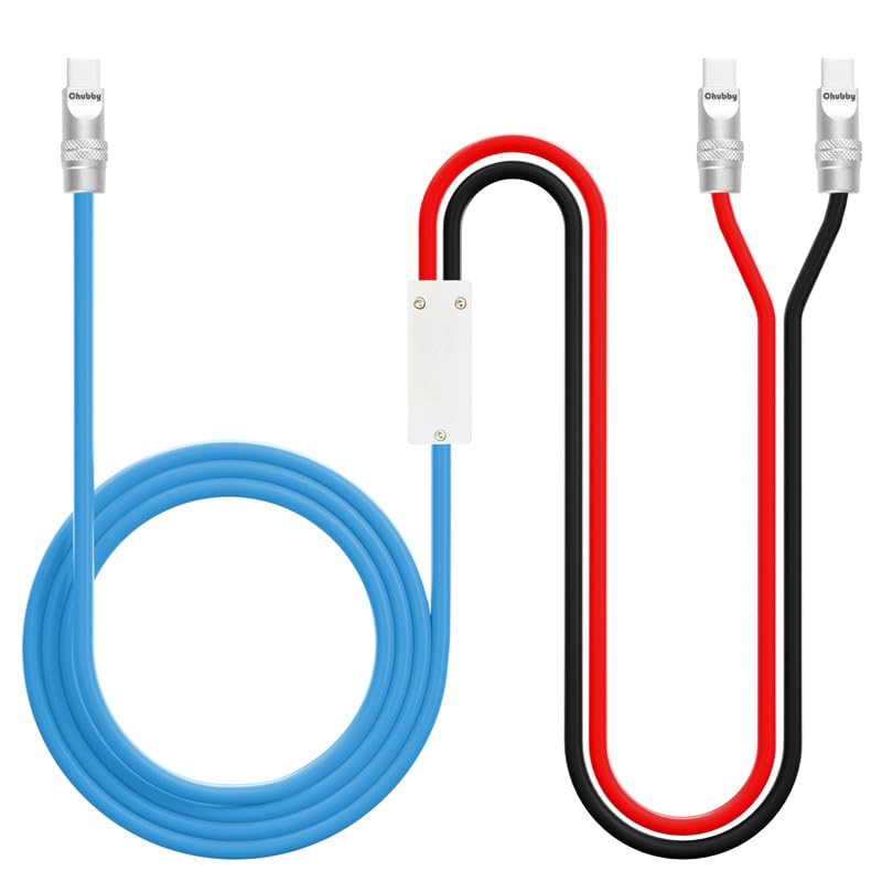 Chubbycable High-Speed 2-in-1 USB C Charging Cable – 100 W Versatile Power Solution for USB-C & USB-A Devices, 4.2 FT Durable Silicone Design in Chic Blue for Effortless Charging & Rapid Data Transfer at Home, Office, or On-the-Go