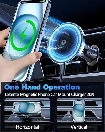 Mag Safe Wireless Car Charger – 15 W Fast Charging Vent Mount for i Phone 12-16 Series – Effortless Installation & Optimal Stability for On-the-Go Power Solutions