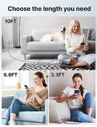 JSAUX Versatile 3-Pack USB C to USB C Cable Set – 100 W Fast Charging (10 ft, 6.6 ft, 3.3 ft) for Nintendo Switch, i Phone 16/15 Pro Max, Samsung Galaxy S25/S24, i Pad Pro – Durable, High-Speed Type C Charger Cables in Sleek Black Design for Ultimate Compatibility and Convenience