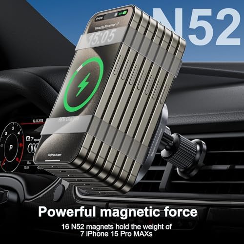 Revolutionary Qi2 15 W Wireless Mag Safe Car Mount Charger – Ultra-Fast Charging for i Phone 16/15/14/13/12 & Galaxy S25 – Adjustable Cup Holder Design with 360° Viewing Angle – Enhanced Safety & Compatibility for Seamless Use – Ideal for On-the-Go Charging Solutions