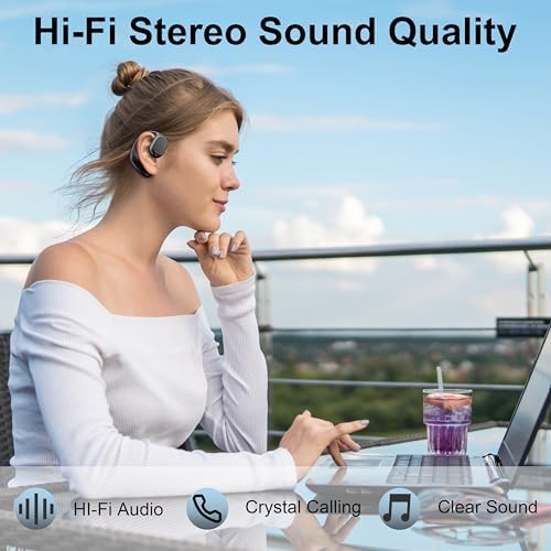 Revolutionary Open Ear Bone Conduction Headphones – Bluetooth V5.3 Wireless Waterproof Fitness Earphones with Fingerprint Touch Control for Active Lifestyle and Enhanced Surrounding Awareness (White) – Unmatched Comfort & Durability for Running, Cycling, and Workouts