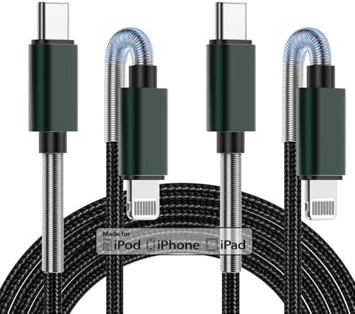 10-Foot Apple MFi Certified USB C to Lightning Charging Cable – Dual Pack High-Speed i Phone Charger for 14/13/12 Series and i Pad – Durable Long Charging Cord for Ultimate Convenience and Flexibility