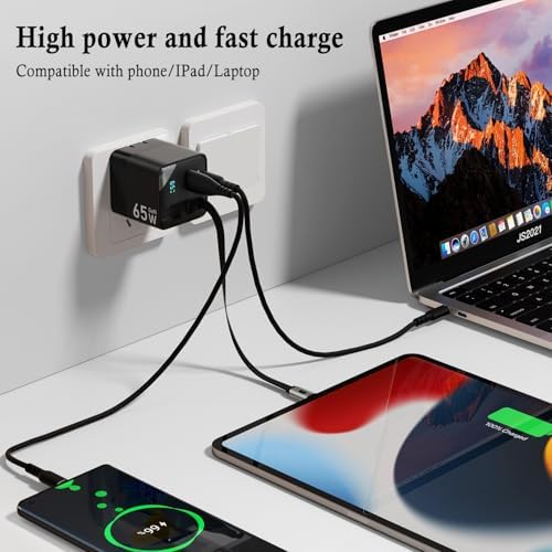 65 W Ga N Retractable USB-C Charger | Ultimate 3-in-1 Power Block for Mac Book Pro/Air, i Phone 16/15 & Galaxy Z Fold/Flip7 FE | Compact Travel Adapter with Dual Ports for Effortless Universal Compatibility | Optimal PD & PPS Charging for Maximum Efficiency