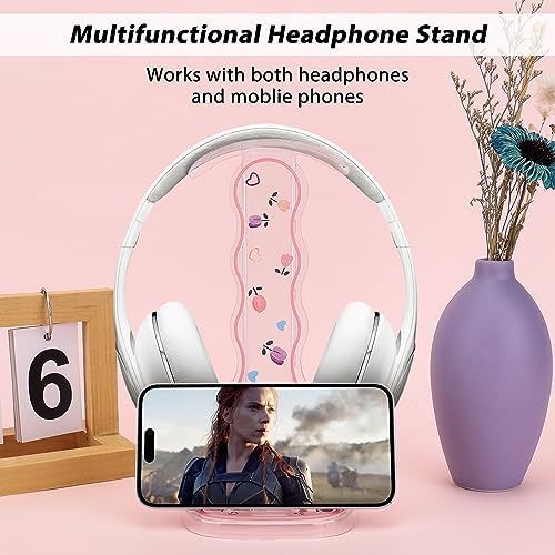 CamyCosy Headphone Holder for Desk, Gaming Headset & Earphone Stand with Tulip Flowers Pattern – Enhanced Compatibility and Speed