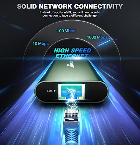 Revolutionize Your Connectivity with the Hiearcool 8-in-1 USB C Hub Ethernet – High-Speed 4 K@60 Hz HDMI, Dual USB 3.0 Ports & Gigabit Ethernet for Mac Book Pro/Air, i Pad, Dell, and Lenovo – Streamline Your Workspace with Effortless Multitasking and Enhanced Compatibility – Ultimate Portable Adapter for Professionals on the Go