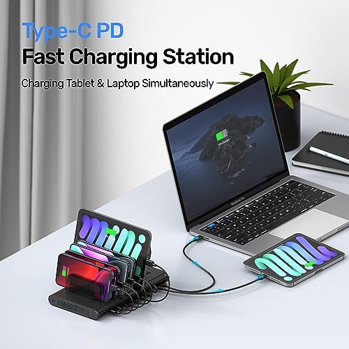 Unitek Quick Charge 3.0 Multi USB Charging Station – 10-Port Fast Charger for i Phone, i Pad, Tablets, and Kindles – UL Certified Safety with Sleek Black Design for Home and Office Use – Enhance Device Lifespan and Efficiency