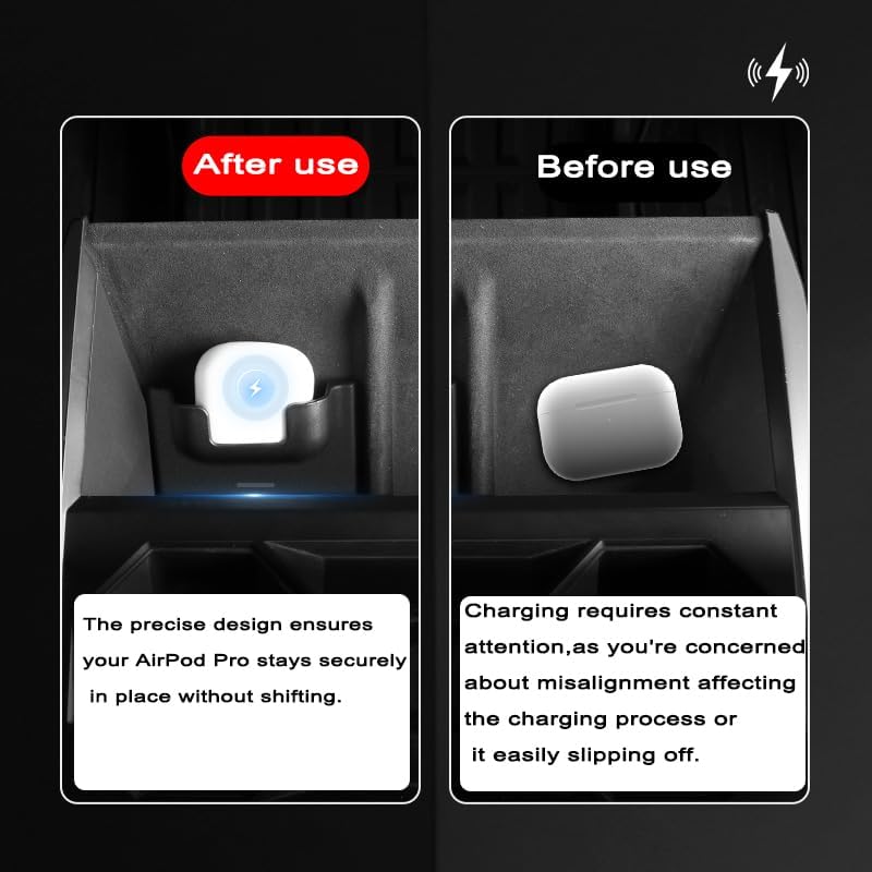 Tesla Cybertruck Wireless Charging Mount for Air Pods Pro (2024-2025) – Fast Charging, Sleek Design, Essential Interior Accessory for Organized Driving