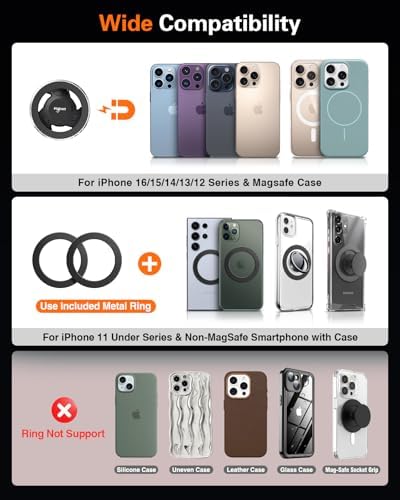 Experience Unmatched Convenience with VOLPORT Magnetic Adhesive Phone Mount – 360° Rotating Mag Safe Car Holder for i Phone & Samsung – Secure Dashboard Cradle with Powerful Magnetic Grip & Easy Installation via 3 M Sticky Base – Ideal for Hands-Free Navigation and Communication