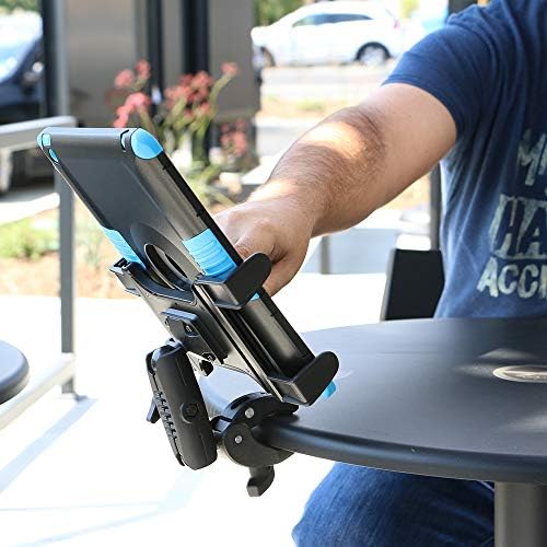 Versatile ARKON Tablet Holder with Heavy-Duty Clamp – Corrosion-Resistant Mount for i Pad & Samsung Devices | Customizable Height & Angle Adjustment | Secure Locking Feature for Ultimate Stability | Universal Compatibility for All Tablet Models | Ideal for Professional Use, Video Conferencing & Leisure Activities