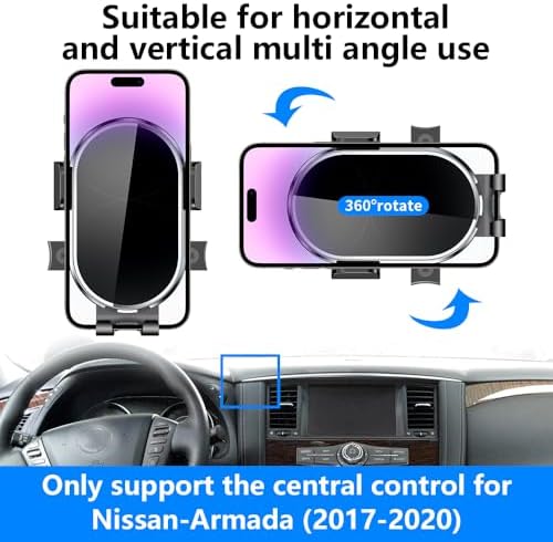 Nissan Armada Phone Holder 2017-2020 | Stylish Dashboard Mount for Secure Cell Phone Access | 360-Degree Adjustable Cradle for Optimal Visibility | Enhanced Driving Safety & Convenience | Premium Auto Accessory for Navigation & Hands-Free Calls