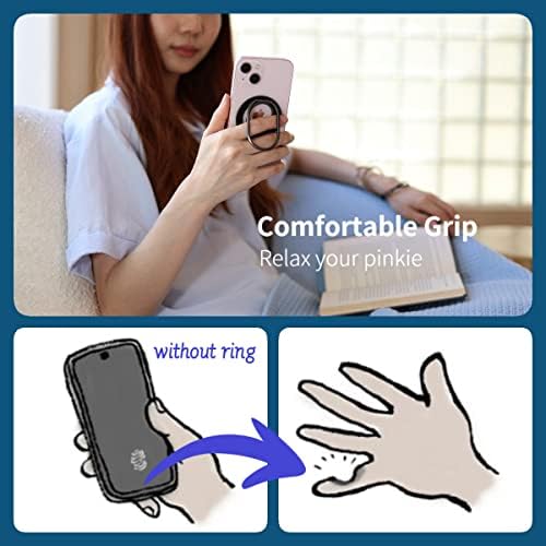 Revolutionary MINDSKY Mag-Safe Phone Grip & Stand for i Phone 12/13/14/15 Series – 360° Dual-Arm Adjustable Kickstand with Superior Magnetic Support – Lightweight, Durable Design for Enhanced Drop Protection – Effortless Hands-Free Use & Easy Wireless Charging Compatibility