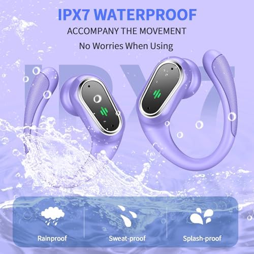 Rolosar Bluetooth 5.4 Sport-Optimized Wireless Earbuds – IP7 Waterproof with Advanced ENC Noise Cancellation, Ergonomic Earhooks for Ultimate Comfort, Dual LED Battery Indicator, 50-Hour Playback – Ideal for Running, Fitness, and Everyday Use