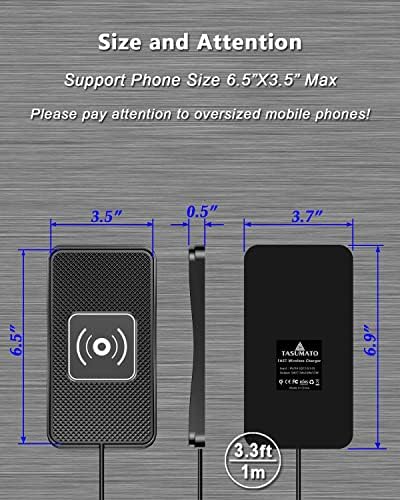 Fast Charging Wireless Qi Car Charger Pad – 15 W, 10 W, 7.5 W Compatibility for i Phone 14/13/12/11 & Samsung Galaxy S Series – Sleek Non-Slip Design with Safety Features for Effortless On-the-Go Power – Ideal for Air Pods & Galaxy Buds