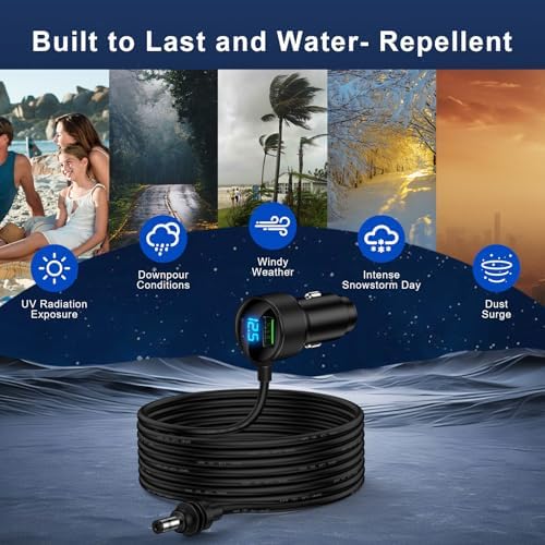 Starlink Mini Power Cable 10 FT – Versatile 3-in-1 Car Charger with Cigarette Lighter Adapter for 12 V-24 V Vehicles, Featuring Digital Display and Dual Fast Charging USB Ports (30 W USB-C PD & 18 W USB-A) for Enhanced Device Compatibility and Performance on the Go