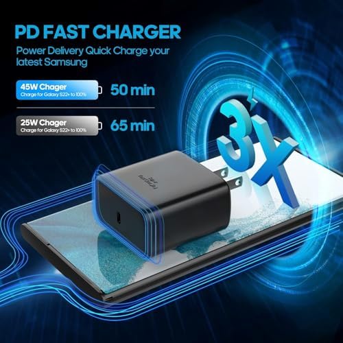 Samsung USB C 45 W PD Fast Charger – Dual Pack Quick Charge Block for Galaxy S25/S24/S23/S22/Z Fold – High-Speed Wall Adapter for Ultimate Device Compatibility and Portability