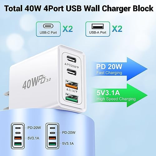 Ultra-Fast 4-Port USB Wall Charger – Multi-Device Power Adapter with Quick Charge 3.0 Technology for i Phone 16 Series, Samsung Galaxy S25/S24, Google Pixel 7 – Compact, Efficient & Safe Charging Solution for Home and Travel