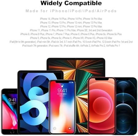 Heavy-Duty UYOUNG i Phone Charger Cable 3 Pack – 6 FT MFi Certified Nylon Braided USB to Lightning Fast Charging Cords for i Phone 14/13/12/11/SE/X/XS/XR/8/7/6/6 S & i Pad – Durable, Tangle-Free Charging Solution in Vibrant Red for Ultimate Convenience and Performance