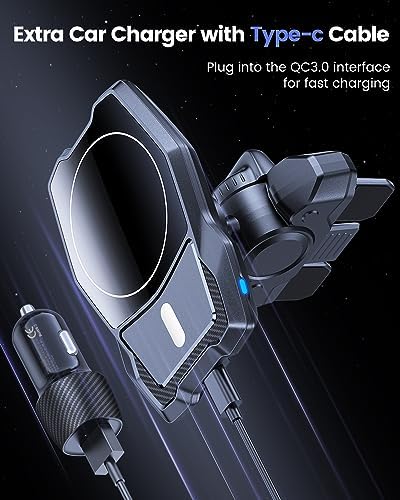 OQTIQ Magnetic Wireless Charging Car Mount for CD Slot – Fast, Secure i Phone Holder with Mag Safe Compatibility and Sleek Design for Effortless Navigation and Charging on the Go