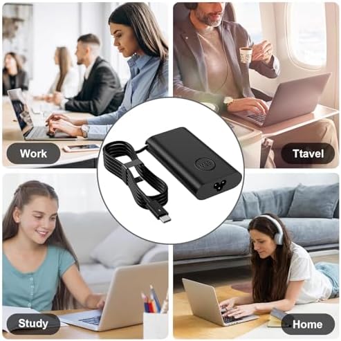 Efficient 65 W USB-C Charger for Dell Latitude, XPS, and Chromebook Models – Rapid Charging, Universal Compatibility, and Travel-Friendly Design for Maximum Portability and Performance