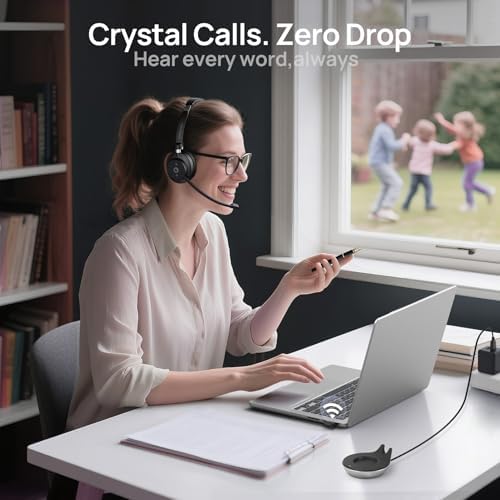 Revolutionary Bluetooth 5.3 Wireless Headset with Noise-Canceling Microphone – Experience Enhanced HD Sound Quality for Superior Calls and Immersive Music on PC, Laptop, i Phone, and Zoom – Ideal for Professionals and Everyday Audiophiles