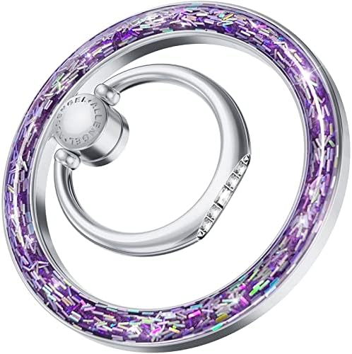 Allengel Bling Silver Magnetic Phone Grip – Stylish Mag Safe-Compatible Ring Holder & Kickstand for i Phone and Smartphones – 360-Degree Rotation, Secure Grip, and Elegant Design for Effortless Hands-Free Experience