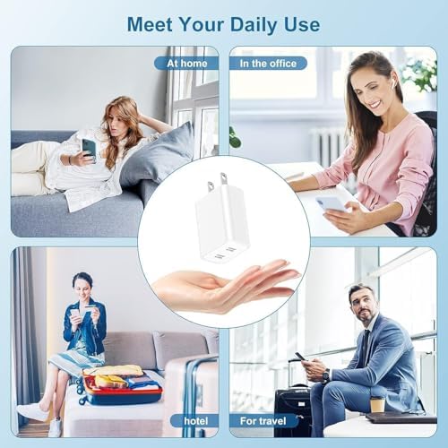High-Speed USB C Dual Port Charger Block – 2-Pack Type C Wall Charger for i Phone 16/15/14/13/12/11 & i Pad – Fast Charging, Compact Design, Universal Compatibility, Built-in Safety Features for Efficient Power Delivery
