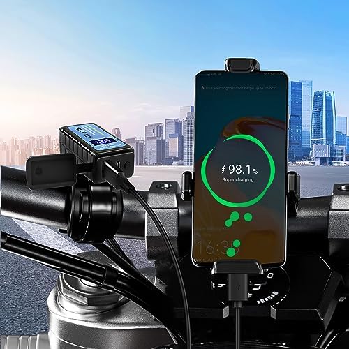 XMSJSIY Premium Motorcycle Phone Charger Adapter – SAE to Type-C PD & USB Quick Charge 3.0 with Built-in Voltmeter, Waterproof Design, and Energy-Saving ON/OFF Switch – 1.2 M (3.9 FT) Extension Cable for Seamless Connectivity with Phones, Tablets, and GPS Devices