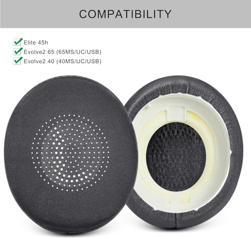 Ultimate Comfort Cooling Gel Ear Pad Replacement for Jabra Elite 45 h & Evolve2 65/40 Wireless Headphones – Premium Memory Foam Cushions for Enhanced Audio Clarity and Long-lasting Wear (Black)