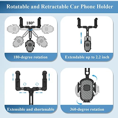 Transform Your Driving Experience with the 360-Degree Rotating Rearview Mirror Phone Holder – Adjustable Fit for 4-7 Inch Smartphones, Sleek Mirror-Black Design for Ultimate Convenience and Safety