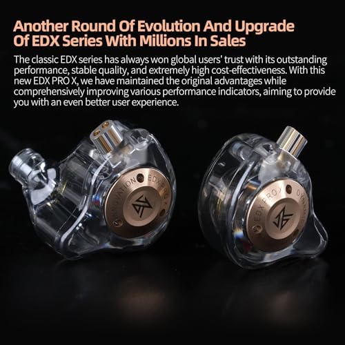 KZ EDX Pro X Hi-Fi In-Ear Monitors – Superior Sound Engineering for Audiophiles, DJs, and Vocalists – Deep Bass Precision with Customizable Detachable Cables – Ergonomically Crafted for Ultimate Comfort and Device Versatility – Experience Elevated Listening with Lightweight Design and Noise Isolation