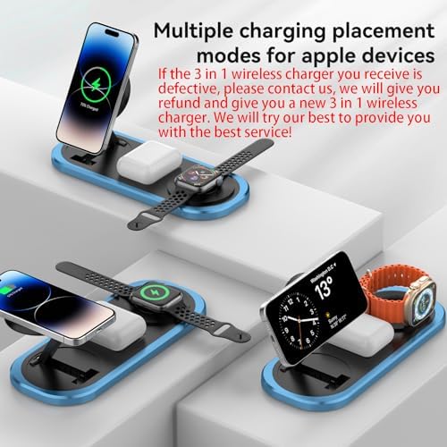 Ultimate 3-in-1 Wireless Charging Station for Apple Devices – Foldable & Portable Charger for i Phone 16/15/14/13/12 Series, Apple Watch Ultra/SE/6/5/4/3/2/1, and Air Pods Pro/2/3/4 – Fast, Efficient, and Travel-Friendly Design for Seamless Power Solutions