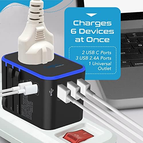 Ultimate Universal Travel Adapter: 35 W Fast Charging Power Converter with PD & QC 3.0, Dual USB-C & Triple USB Ports for Seamless Global Connectivity – Compatible with Type A, C, G, I Outlets for Effortless Charging Across EU, US, UK & Beyond – Perfect Travel Companion for Modern Explorers