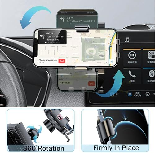 Car Phone Holder for Honda Civic 2025 2024 2023 2022 Accessories 9″ Screen Fixed Clip Cell Phone Mount Auto Lock Hands-Free 360 Degree Rotation Dash Phone Holder Stand for All Phones – Enhanced Compatibility and Speed