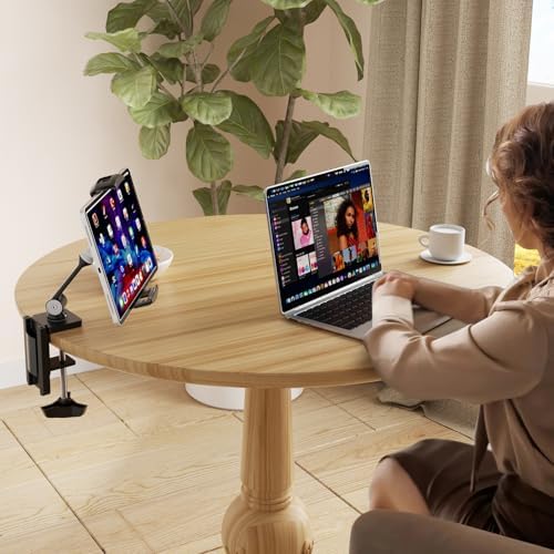 Suptek Adjustable Aluminum Alloy Cell Phone Desk Mount Stand – Versatile 360° Rotating Holder for i Pad, i Phone, Samsung & Asus (4.7-11 inches) – Perfect for Home, Office, or Kitchen Use – Unmatched Stability & Comfort for Daily Tasks