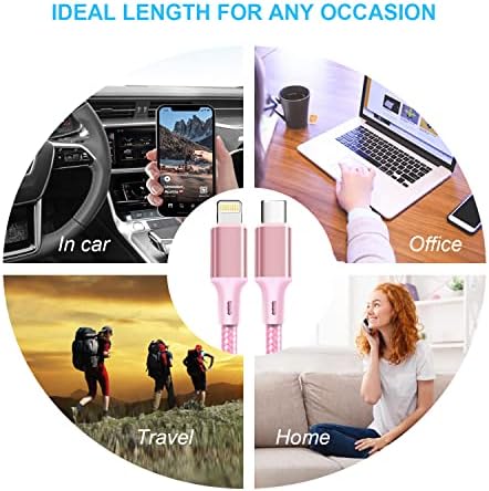 Premium 5-Pack i Phone Charger Set: MFi Certified Nylon Braided Fast Charging Cables (3 FT, 6 FT, 10 FT) for i Phone 14/13/12/11/X/Max/8/7/6/5/SE/i Pad – Unmatched Durability & Versatile Lengths for Every Lifestyle