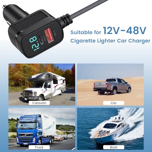 10 ft Starlink Mini Car Charger – 12 V-48 V Power Adapter with Dual USB & USB C Ports, PD 30 W Fast Charging, Ultimate Flexibility for Road Trips & Camping, High-Quality Durable Design