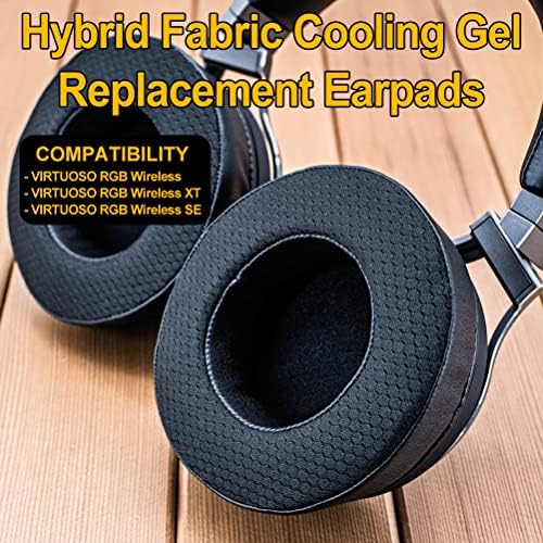 Upgrade Your Audio Experience with Virtuoso XT Cooling Gel Earpads – Premium Replacement for Virtuoso RGB Wireless SE Headset, Enhanced Comfort with Hybrid Fabric & Thick Cooling Gel (Black) – Perfect Fit, Easy Installation, Unmatched Breathability and Support