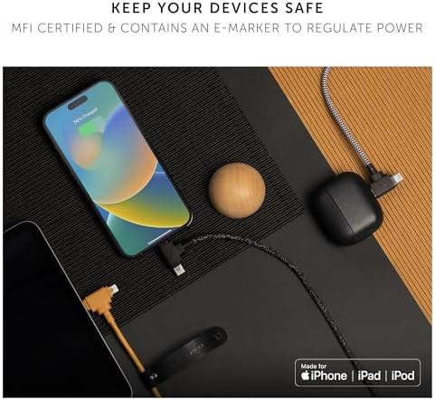 Native Union Belt Cable Duo – 5 ft Eco-Conscious Braided 2-in-1 Charging Cable with MFi Certified Lightning & Type-C Connectors – Durable, Versatile, and Perfect for Multi-Device Charging on the Go