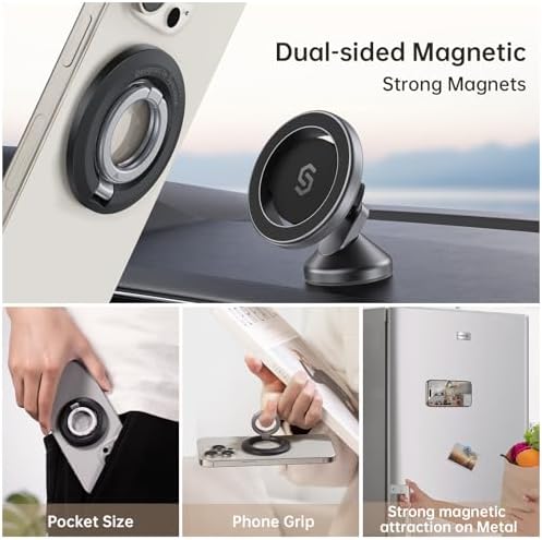 SYNCWIRE Mag Safe Phone Ring Holder – Stylish Magnetic Grip & Hands-Free Kickstand for i Phone 16, 15, 14, 13, 12 Pro Max – Secure 360° Rotation, Durable Build for Everyday Convenience & Enhanced Stability
