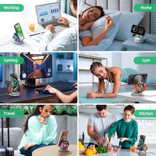 Revolutionize Your Charging Routine with the Ridcanpt 3-in-1 Wireless Charger – Foldable Magnetic Dock for Apple Devices, Perfect Travel Companion for i Phone 15/14/13/12 Pro Max Plus, Apple Watch, and Air Pods – Fast Charging, Space-Saving Design for Effortless Portability and Enhanced Compatibility