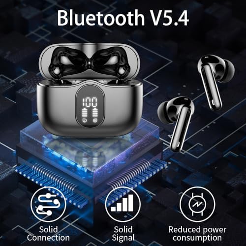 Btootos Ultra-Durable Bluetooth 5.4 Wireless Earbuds – Immersive Bass Sound with Noise-Cancelling Mic, IP7 Waterproof Design for Active Lifestyles, 36-Hour Playtime with LED Battery Display, Bold Yellow for a Striking Audio Experience