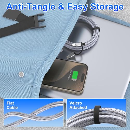 Ultimate 20 FT 4-in-1 i Phone Charger Cable – MFi Certified Lightning Fast Charging for i Phone 16/15/14/13/12 & Android Devices, 60 W USB C Power Delivery, Durable Tangle-Free Design for Enhanced Compatibility & Convenience