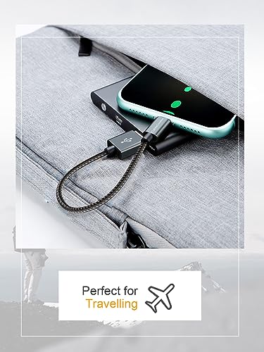 Compact 15 cm MFi Certified Lightning Charging Cable for i Phone & i Pad – Fast Charge Compatibility with i Phone 14/14 Pro Max/13/12/12 Pro/11/X/XR/8/8 Plus/7/6 S/6/SE – Durable & Travel-Friendly USB to Lightning Cable for On-the-Go Power Solutions – Premium Quality Design for Enhanced Performance and Reliability