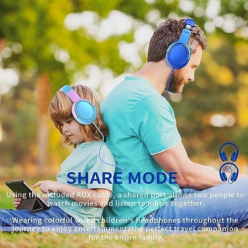 Safe Listening Over-Ear Headphones for Kids – Durable Foldable Wired Design with Volume Limiter and Built-in Mic – Comfortable Navy/Blue Headset Ideal for Educational Use and Gaming – Perfect Compatibility with Tablets, Computers, and Smartphones – Stylish Audio Solution for Young Learners