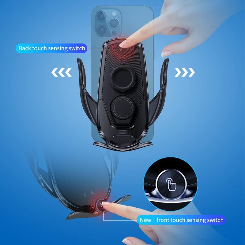Innovative Wireless Car Charger Mount with Auto-Clamping Technology – 15 W Qi Fast Charging for All Smartphones, Magnetic DC Compatibility, and Sleek Design for Effortless Convenience in Your Vehicle