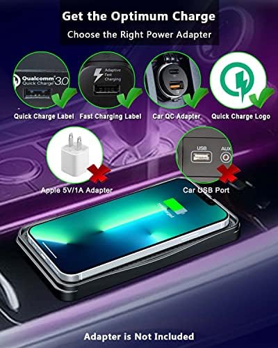 Fast Charging Wireless Qi Car Charger Pad – 15 W, 10 W, 7.5 W Compatibility for i Phone 14/13/12/11 & Samsung Galaxy S Series – Sleek Non-Slip Design with Safety Features for Effortless On-the-Go Power – Ideal for Air Pods & Galaxy Buds
