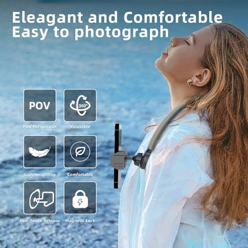 Elevate Your Vlogging Experience with SOH Magnetic Neck Phone Mount – Adjustable Hands-Free Holder for i Phone 12-16 & Android Devices – Lightweight Chest Stand with Quick-Release Magnetic Design for Optimal Content Creation Flexibility